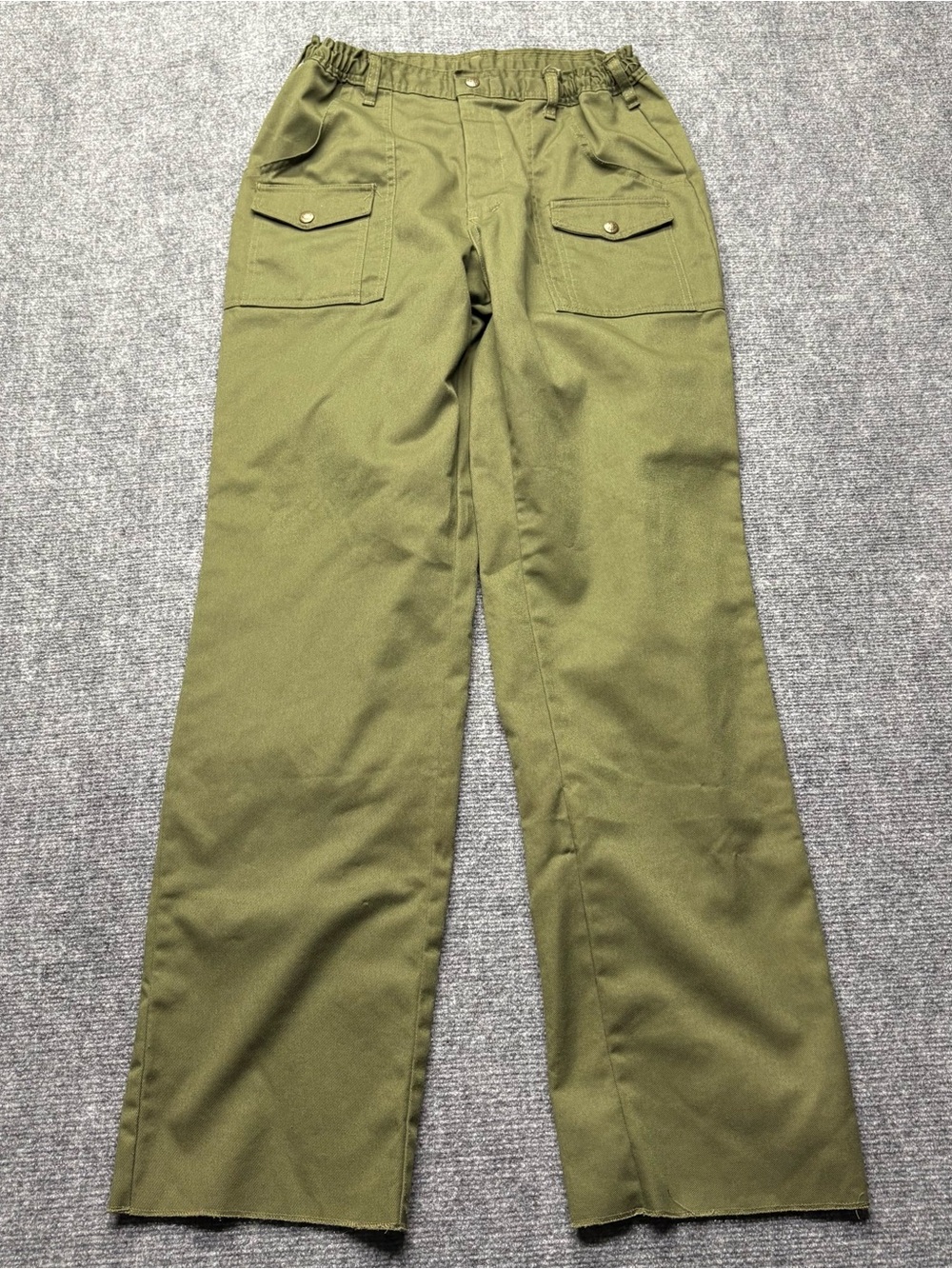 Boy Scouts of America Pants Mens 34 Olive Cargo Twill BSA Uniform Unhemmed VTG